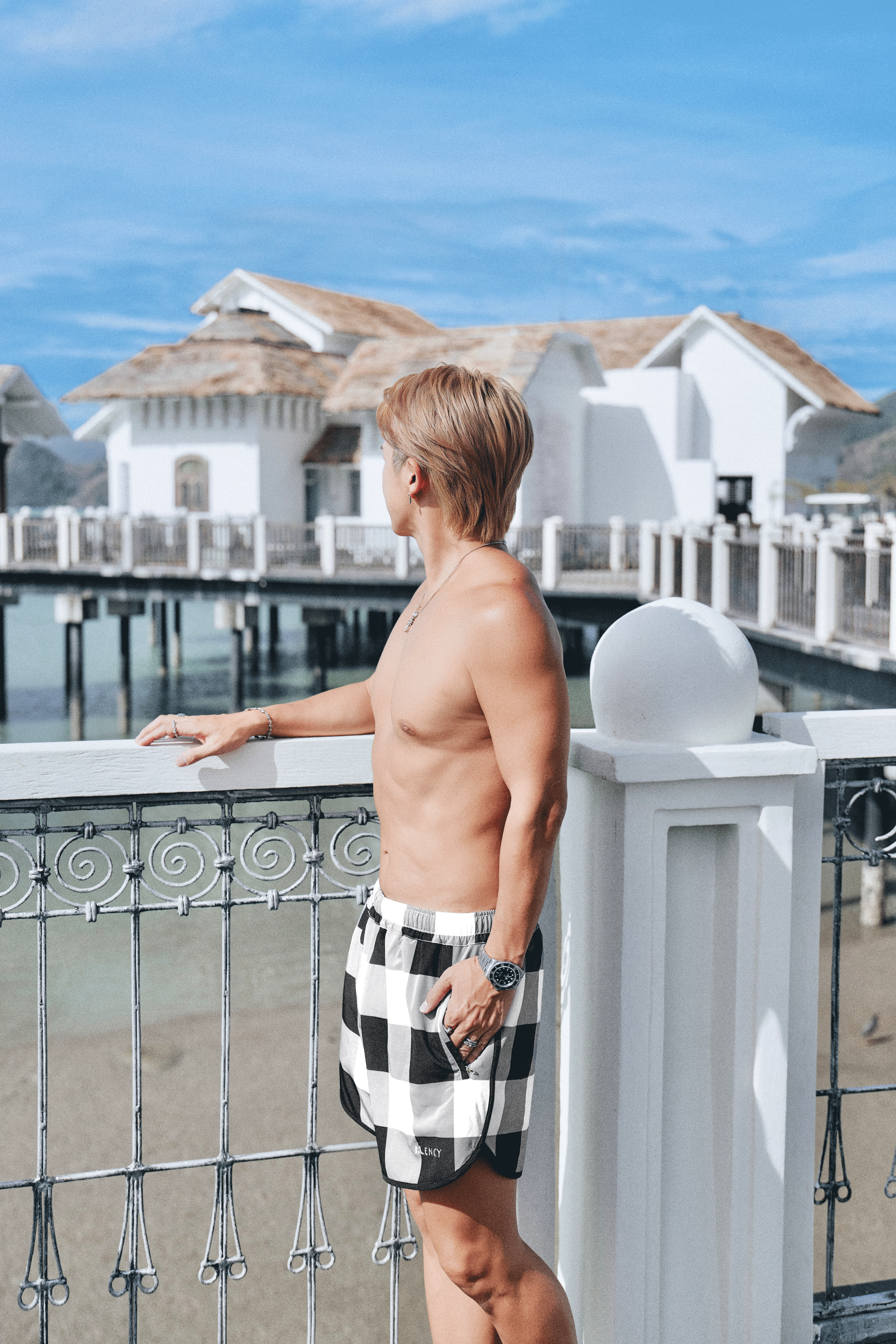 メンズ ギンガムチェックショーツ